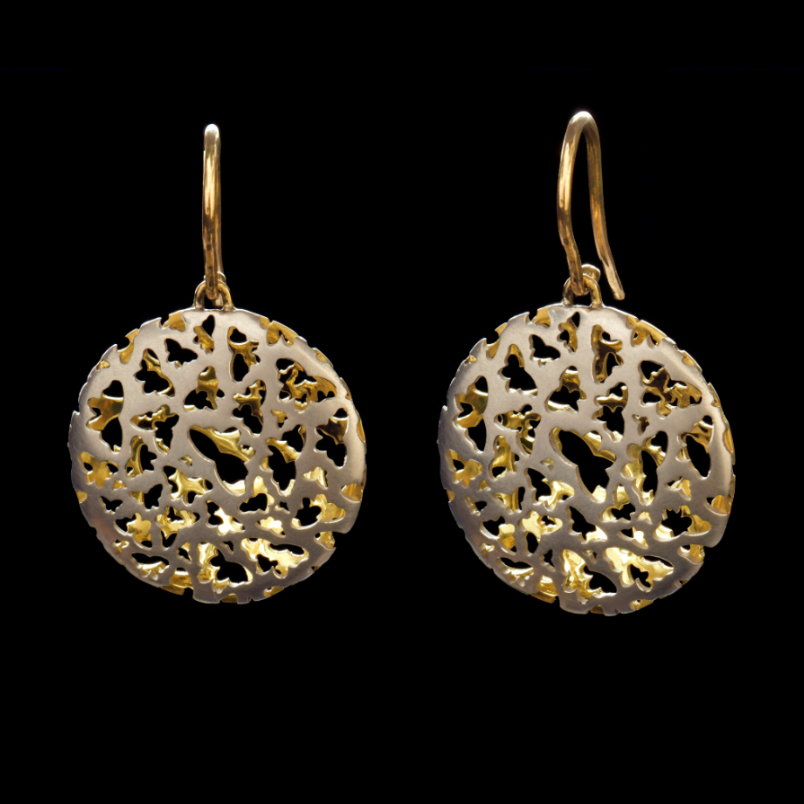 Ausgefallener Ohrschmuck in 950/- Platin 750/-Gelbgold- handgefertigt aus dem Galeriehaus Grosche in Castrop-Rauxel, Nähe Gelsenkirchen.