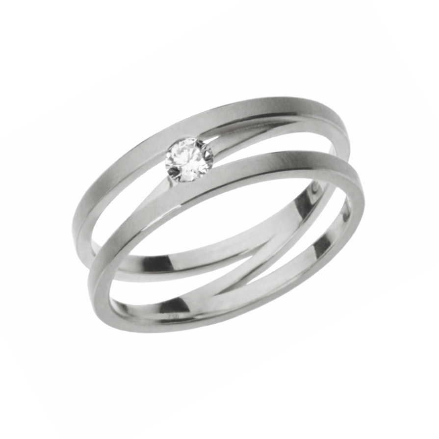 Design-Ring "Three Lines IX" von Matthias Grosche - handgefertigte Schmuckkunst aus 950/-Platin und einem Brillant aus dem Galeriehaus Grosche, Castrop-Rauxel bei Dortmund, Herne und Bochum im Ruhrgebiet